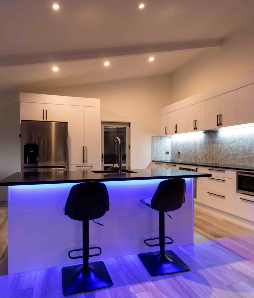 led coloured kitchen lighting solution bespoke